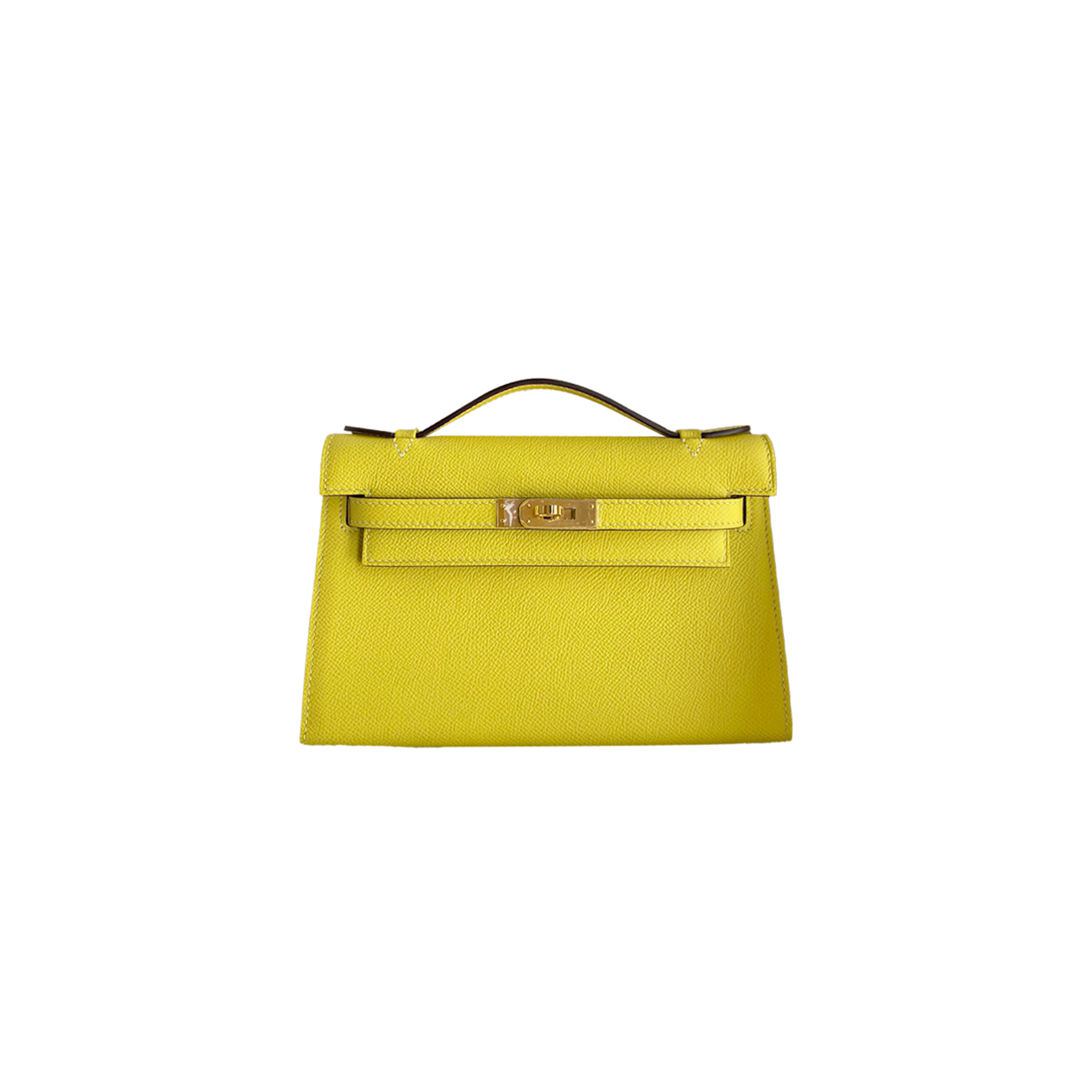 HERMES MINI KELLY FIRST GENERATION EPSOM LEMON GOLD BUCKLE (22*14*7cm)